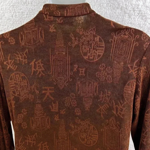 Chicos Travelers Large Mandarin Collar Shirt Vacation Gypsy Boho Thanksgiving - Picture 6 of 14